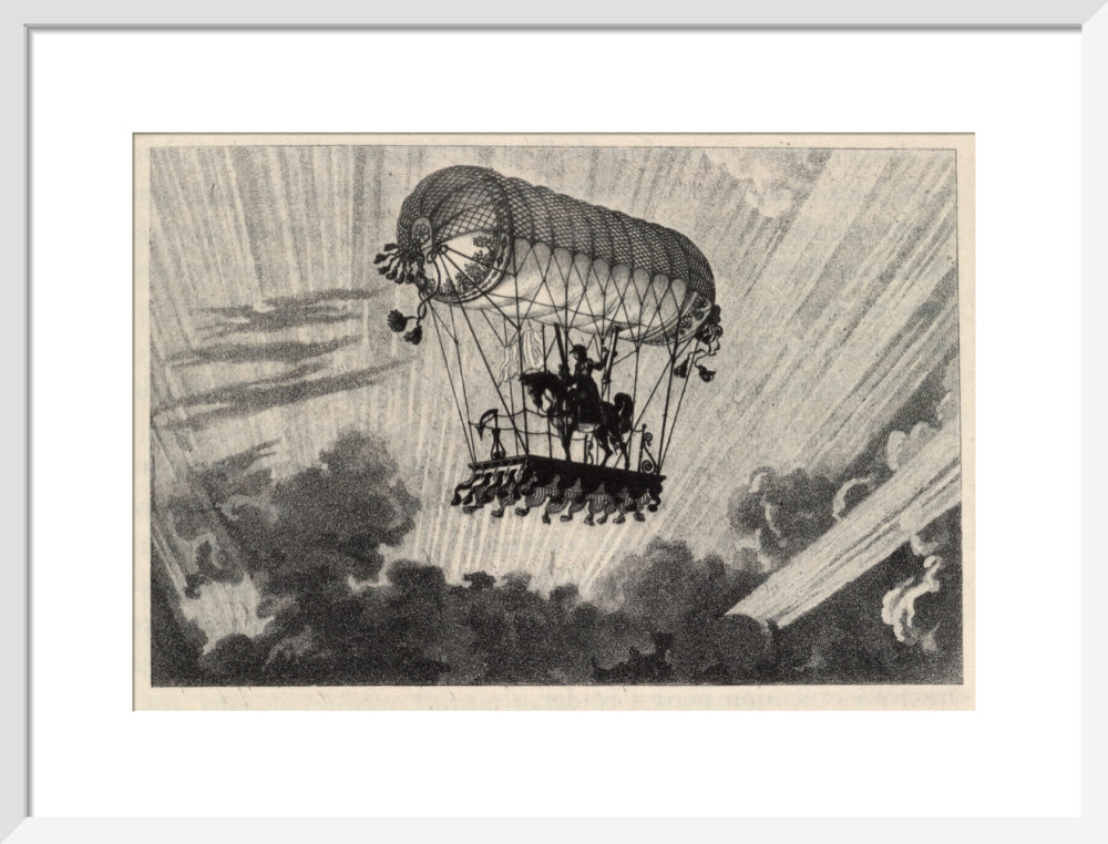 Testu Brisy's equestrian ascension, 1798. art print medium white Art Print - Science Museum Shop