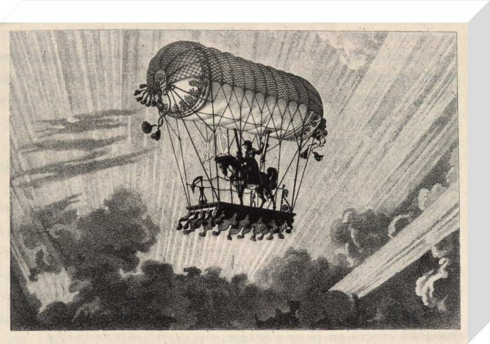 Testu Brisy's equestrian ascension, 1798. stretched canvas medium none Art Print - Science Museum Shop