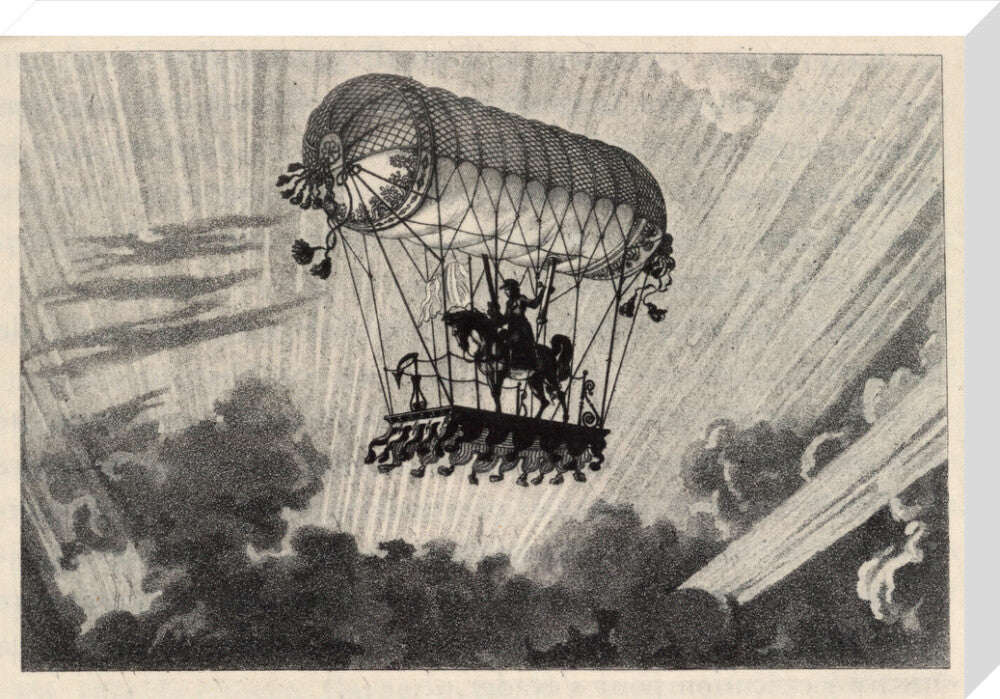 Testu Brisy's equestrian ascension, 1798. stretched canvas large none Art Print - Science Museum Shop