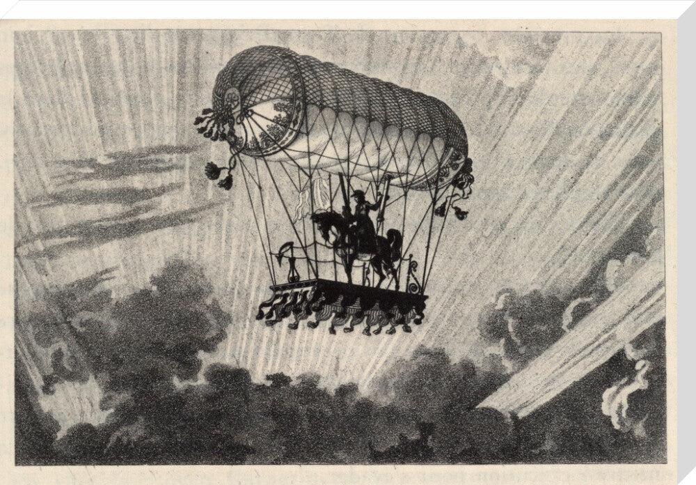 Testu Brisy's equestrian ascension, 1798. stretched canvas extra large none Art Print - Science Museum Shop