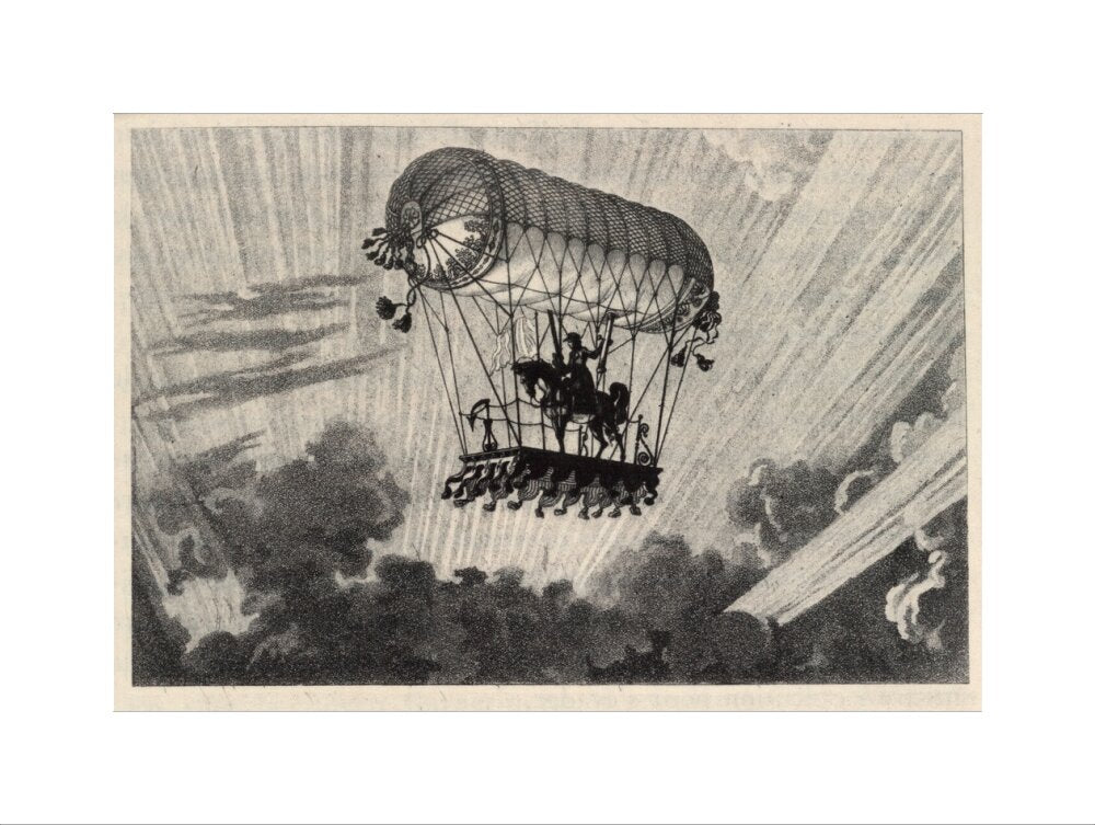 Testu Brisy's equestrian ascension, 1798. art print extra large none Art Print - Science Museum Shop