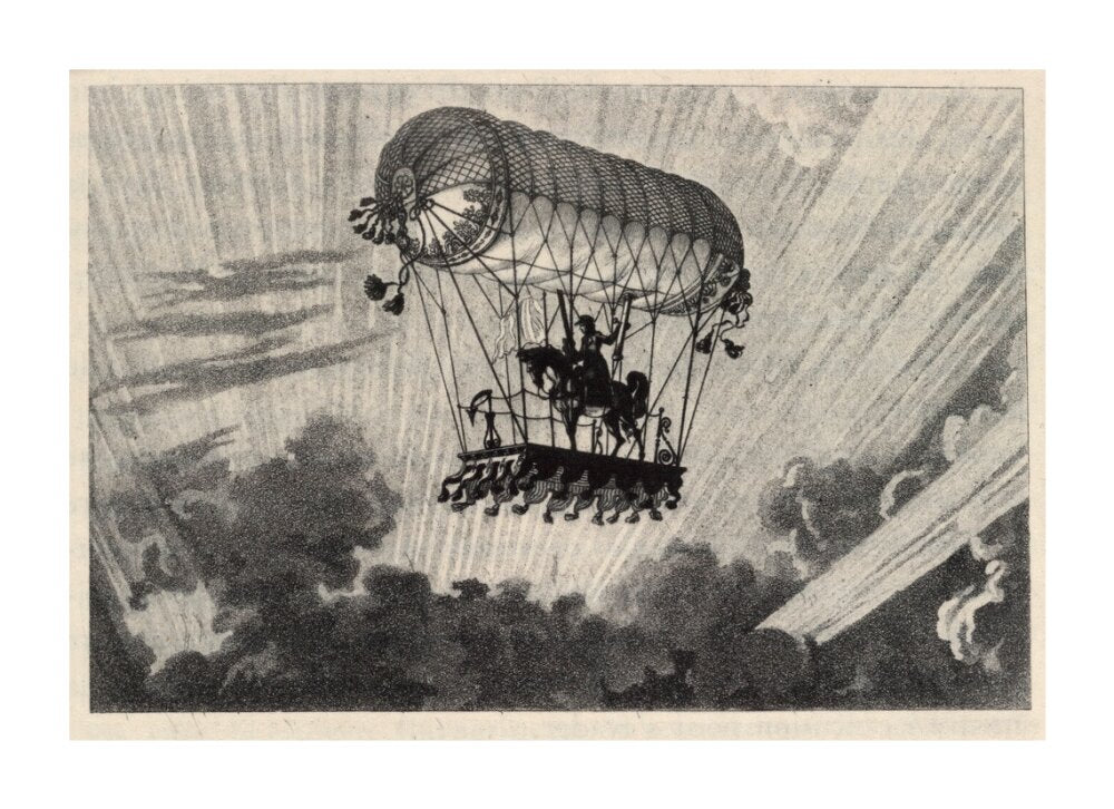 Testu Brisy's equestrian ascension, 1798. unstretched canvas extra large none Art Print - Science Museum Shop