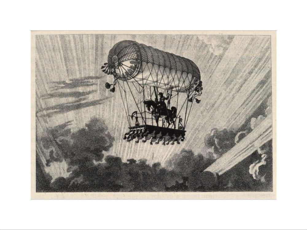 Testu Brisy's equestrian ascension, 1798. art print small none Art Print - Science Museum Shop