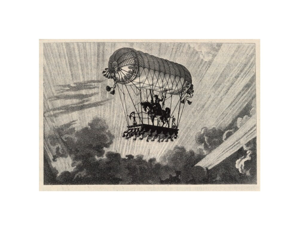 Testu Brisy's equestrian ascension, 1798. unstretched canvas small none Art Print - Science Museum Shop