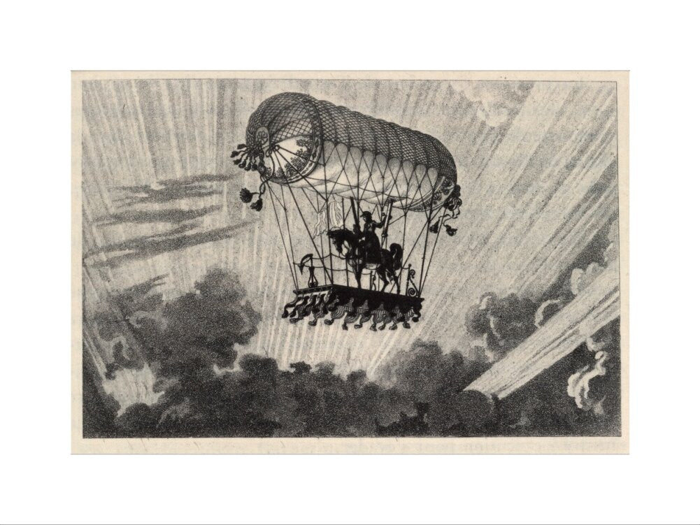 Testu Brisy's equestrian ascension, 1798. art print medium none Art Print - Science Museum Shop