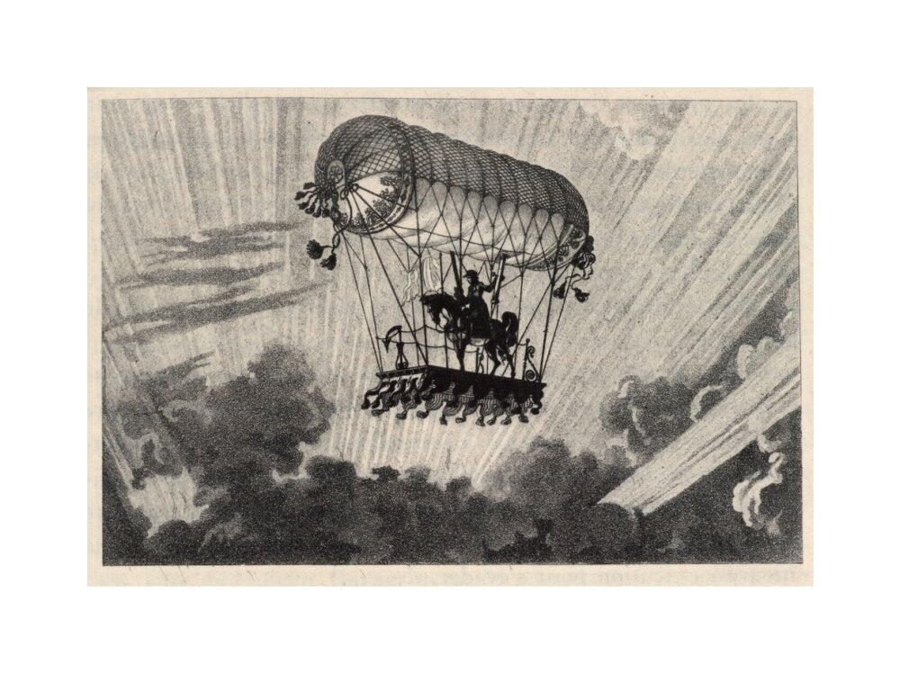 Testu Brisy's equestrian ascension, 1798. unstretched canvas medium none Art Print - Science Museum Shop