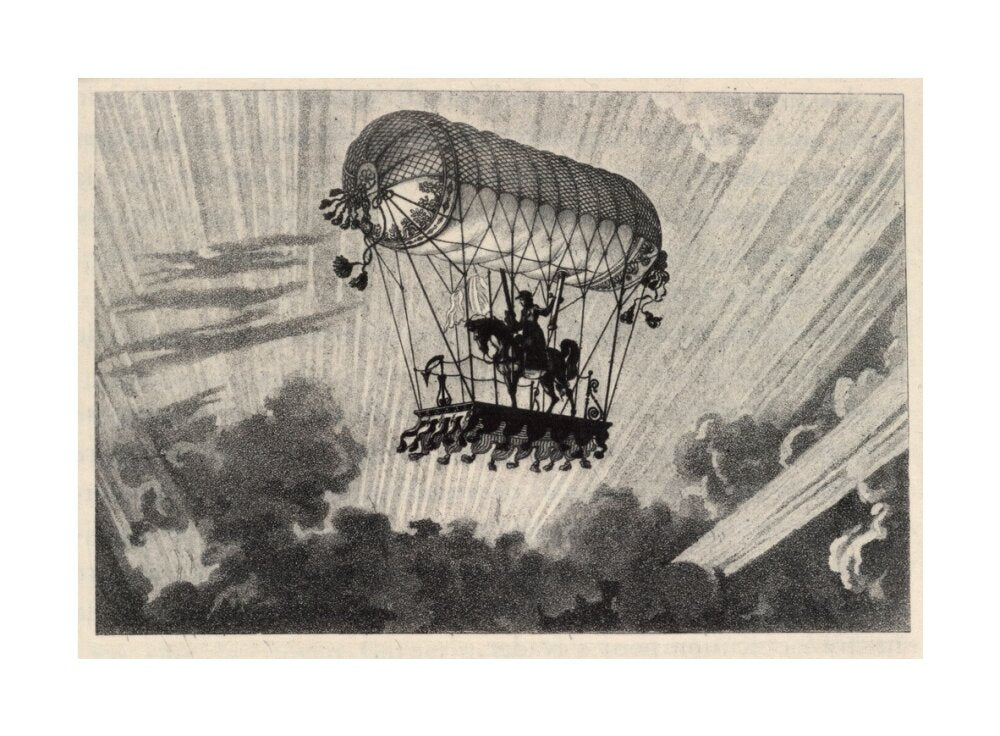 Testu Brisy's equestrian ascension, 1798. unstretched canvas large none Art Print - Science Museum Shop