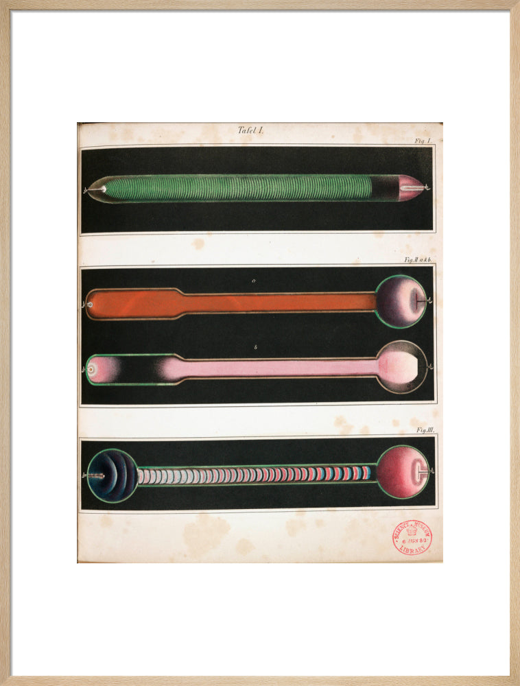 Glowing Geissler tubes, 1858. art print extra large natural Art Print - Science Museum Shop