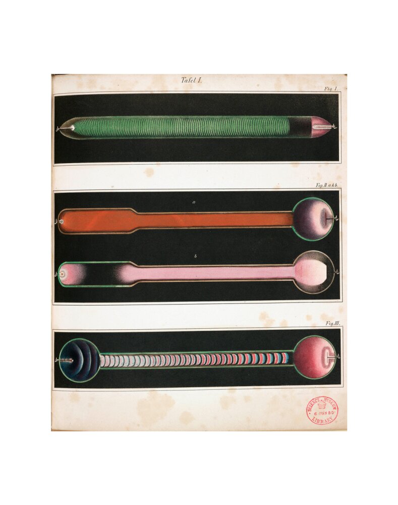 Glowing Geissler tubes, 1858. art print extra small none Art Print - Science Museum Shop