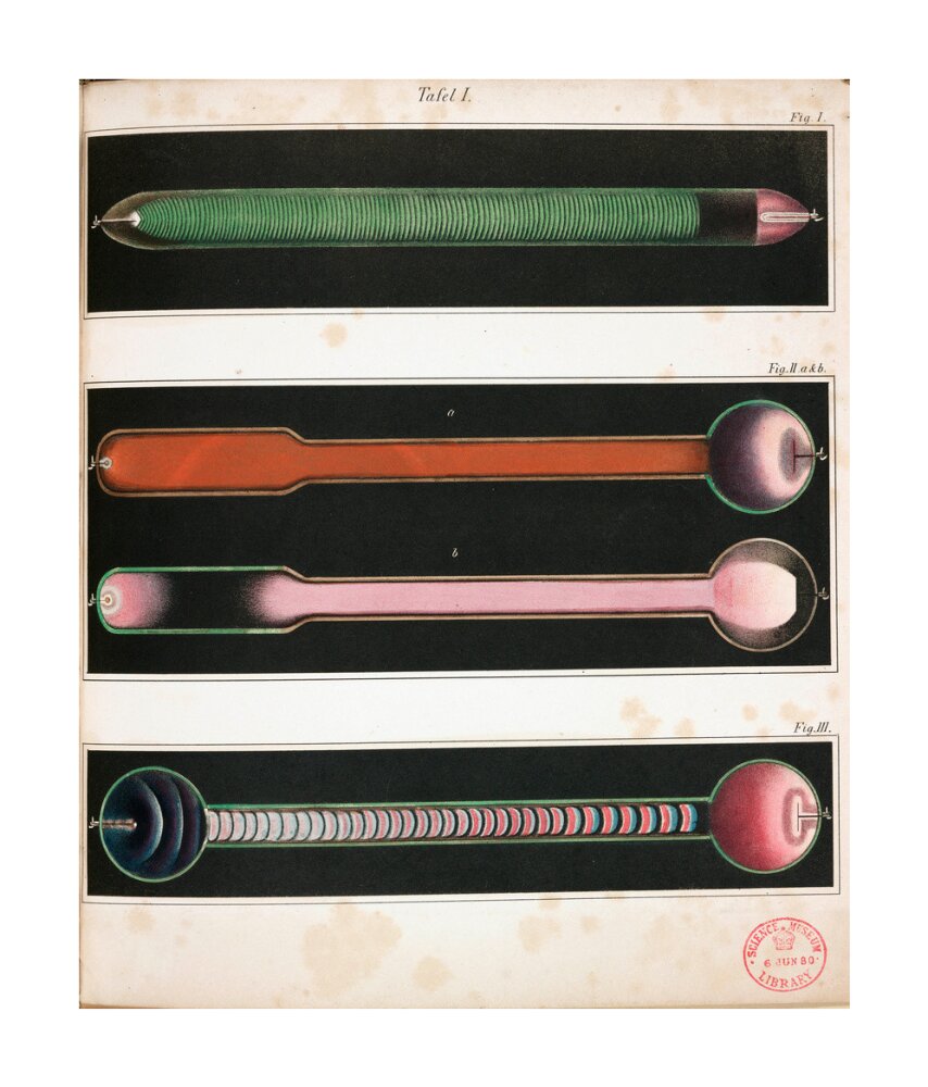 Glowing Geissler tubes, 1858. unstretched canvas large none Art Print - Science Museum Shop