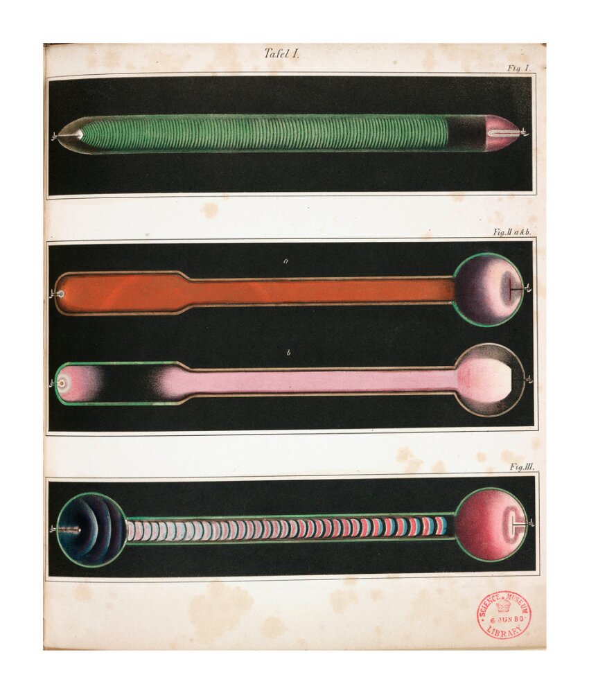 Glowing Geissler tubes, 1858. unstretched canvas extra large none Art Print - Science Museum Shop