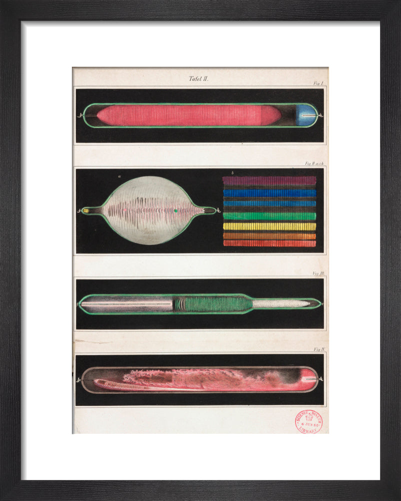 Glowing Geissler tubes, 1858. art print extra small black Art Print - Science Museum Shop