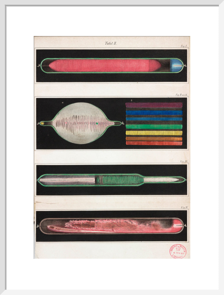 Glowing Geissler tubes, 1858. art print large white Art Print - Science Museum Shop