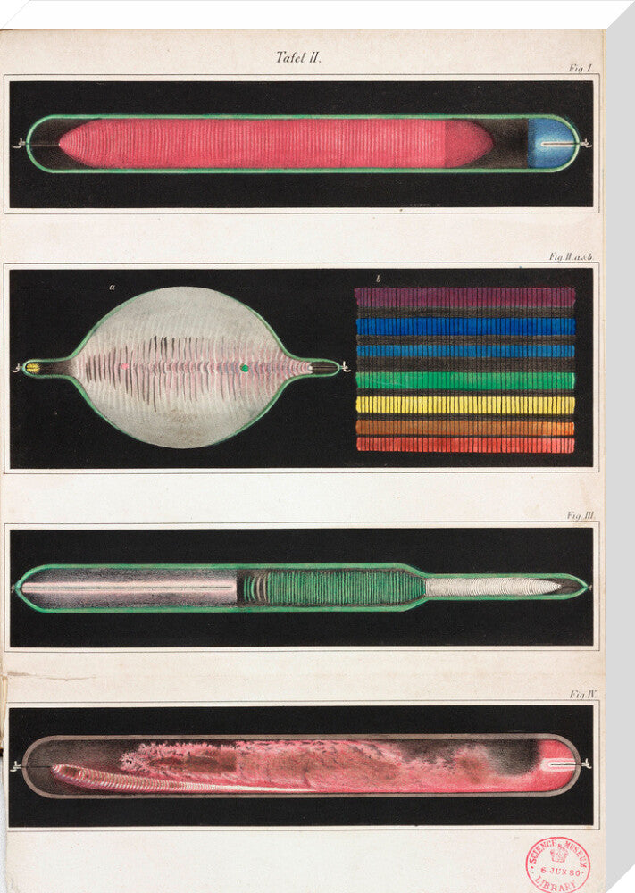 Glowing Geissler tubes, 1858. stretched canvas large none Art Print - Science Museum Shop