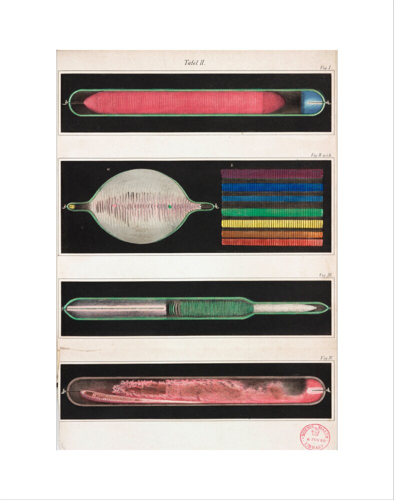 Glowing Geissler tubes, 1858. art print extra small none Art Print - Science Museum Shop