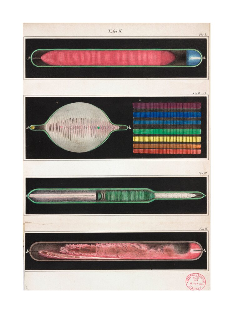 Glowing Geissler tubes, 1858. unstretched canvas large none Art Print - Science Museum Shop