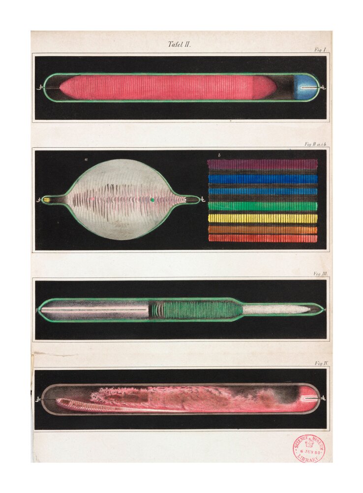 Glowing Geissler tubes, 1858. unstretched canvas extra large none Art Print - Science Museum Shop