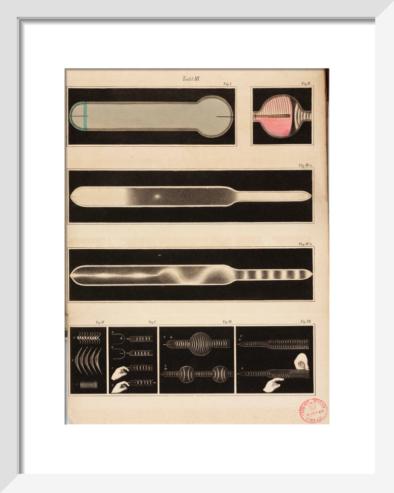 Glowing Geissler tubes, 1858. art print extra small white Art Print - Science Museum Shop