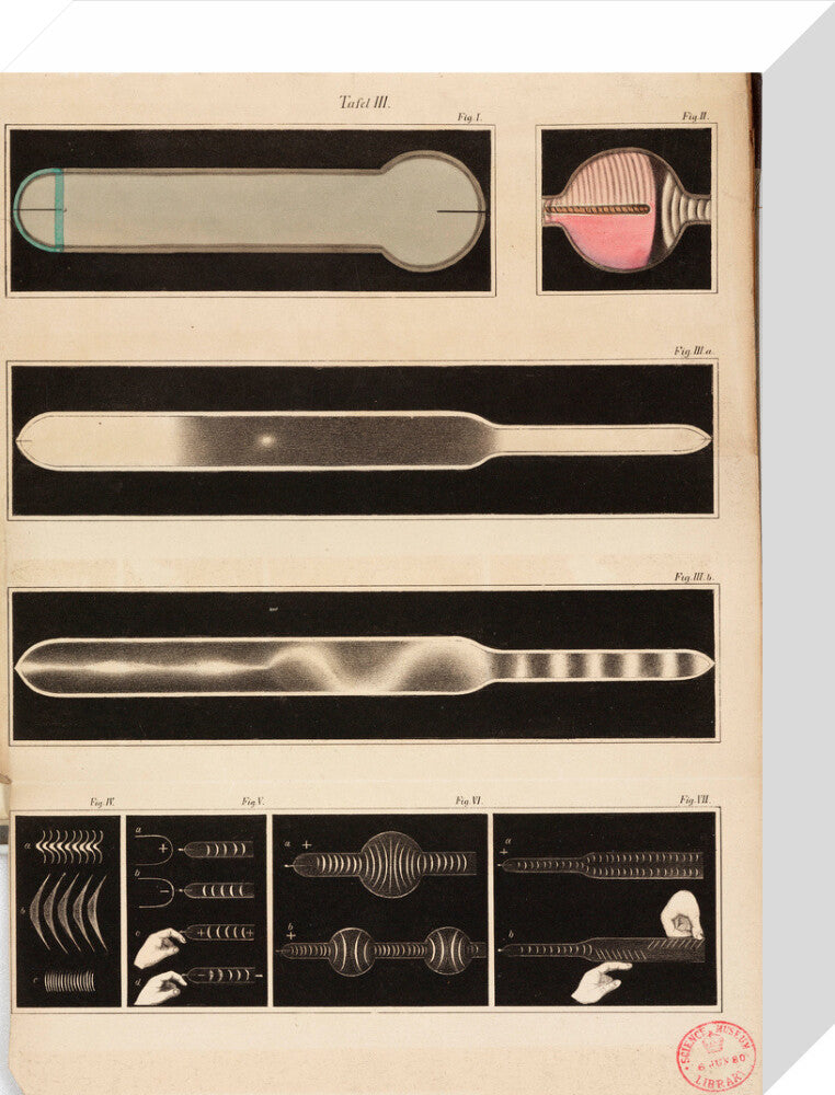 Glowing Geissler tubes, 1858. stretched canvas small none Art Print - Science Museum Shop