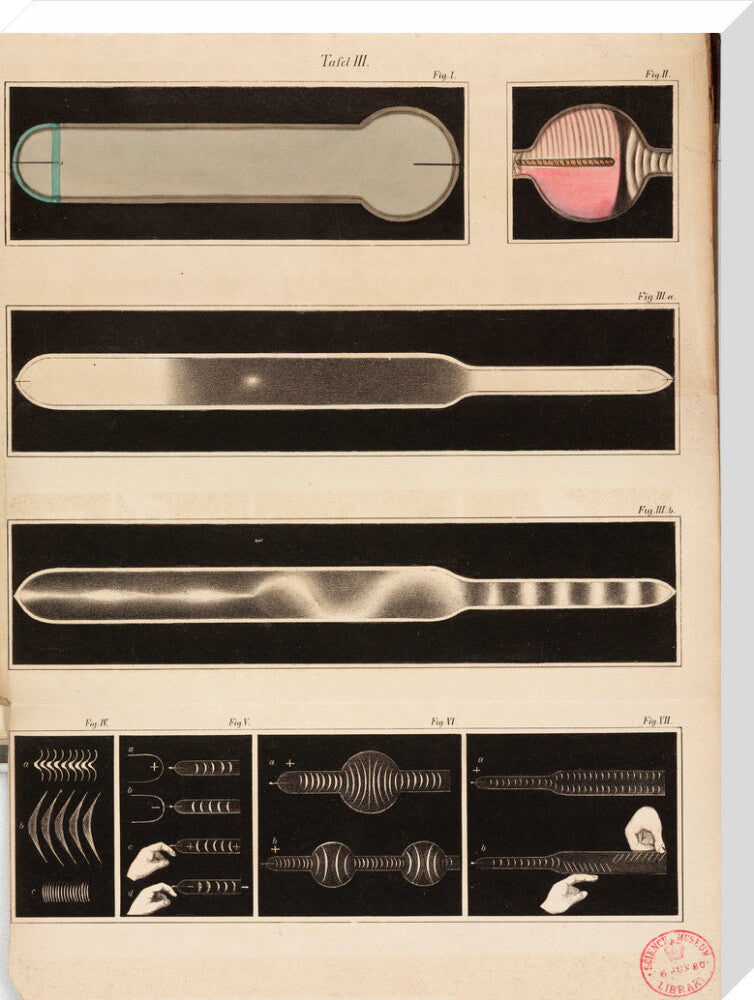 Glowing Geissler tubes, 1858. stretched canvas large none Art Print - Science Museum Shop