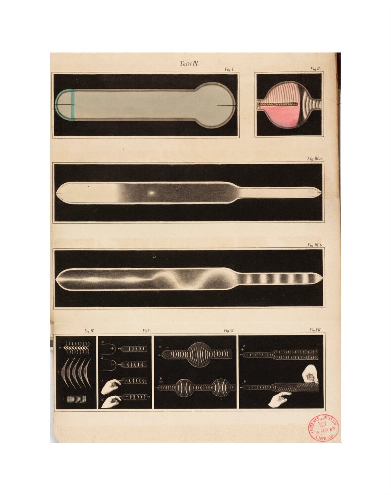 Glowing Geissler tubes, 1858. art print extra small none Art Print - Science Museum Shop