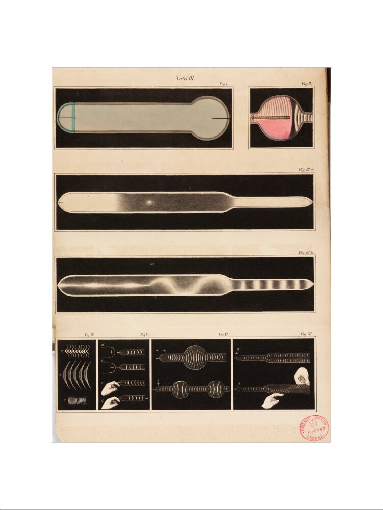 Glowing Geissler tubes, 1858. art print medium none Art Print - Science Museum Shop