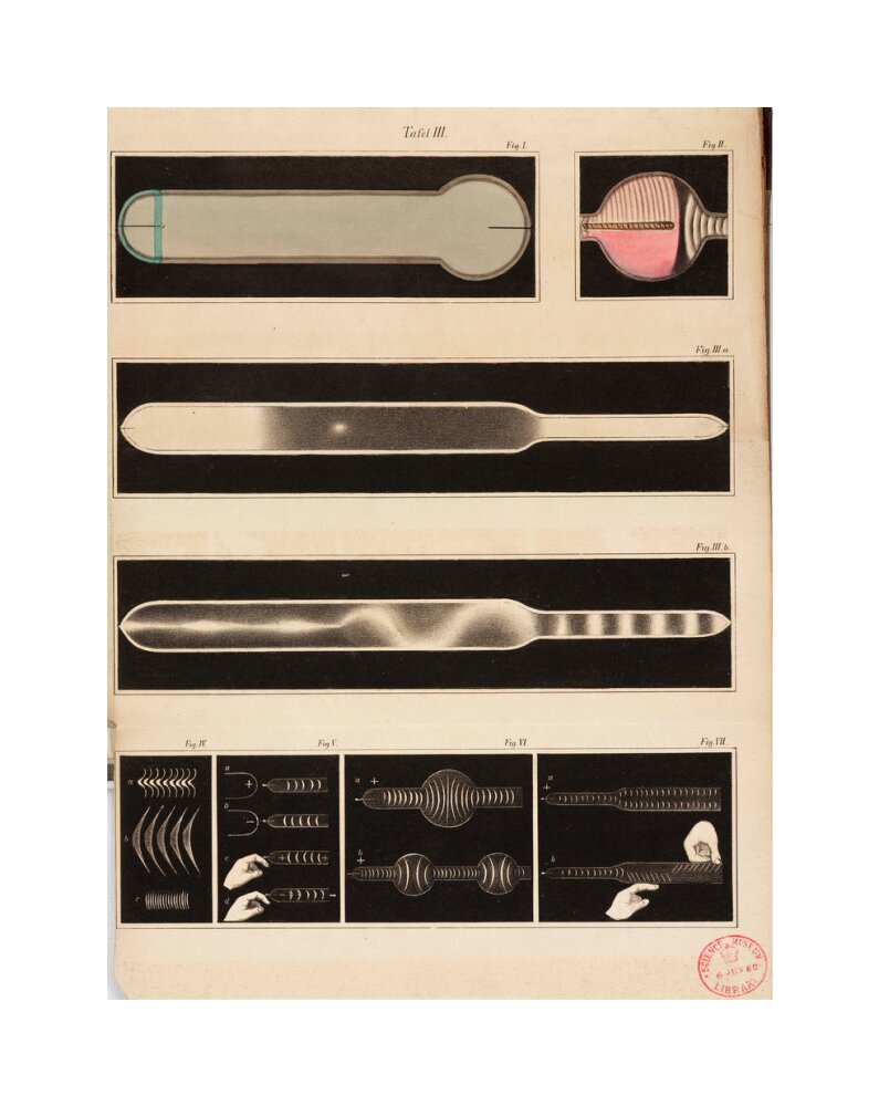 Glowing Geissler tubes, 1858. unstretched canvas medium none Art Print - Science Museum Shop