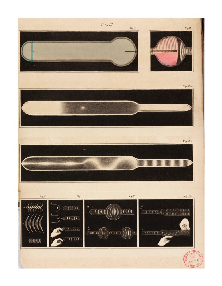 Glowing Geissler tubes, 1858. unstretched canvas extra large none Art Print - Science Museum Shop