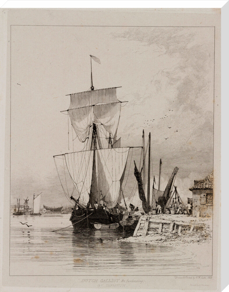 Dutch galliot unloading, Great Yarmouth, 1828. stretched canvas extra large none Art Print - Science Museum Shop