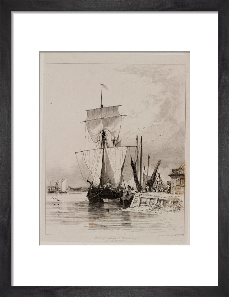 Dutch galliot unloading, Great Yarmouth, 1828. art print small black Art Print - Science Museum Shop
