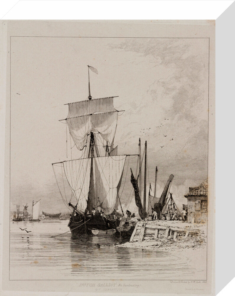 Dutch galliot unloading, Great Yarmouth, 1828. stretched canvas small none Art Print - Science Museum Shop