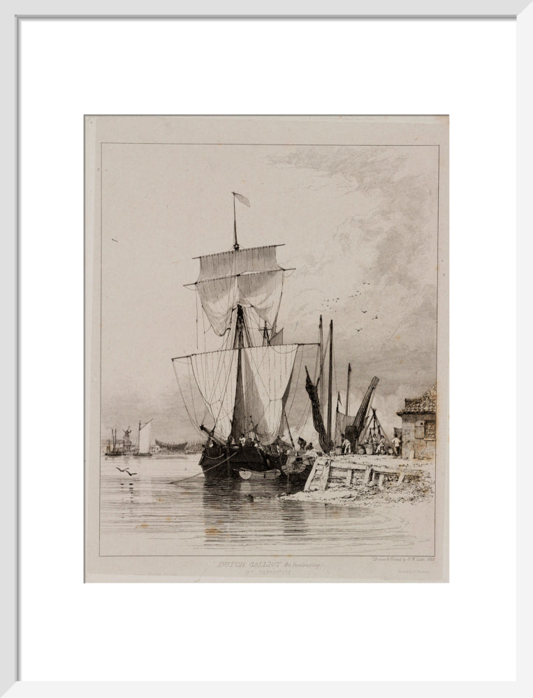 Dutch galliot unloading, Great Yarmouth, 1828. art print medium white Art Print - Science Museum Shop
