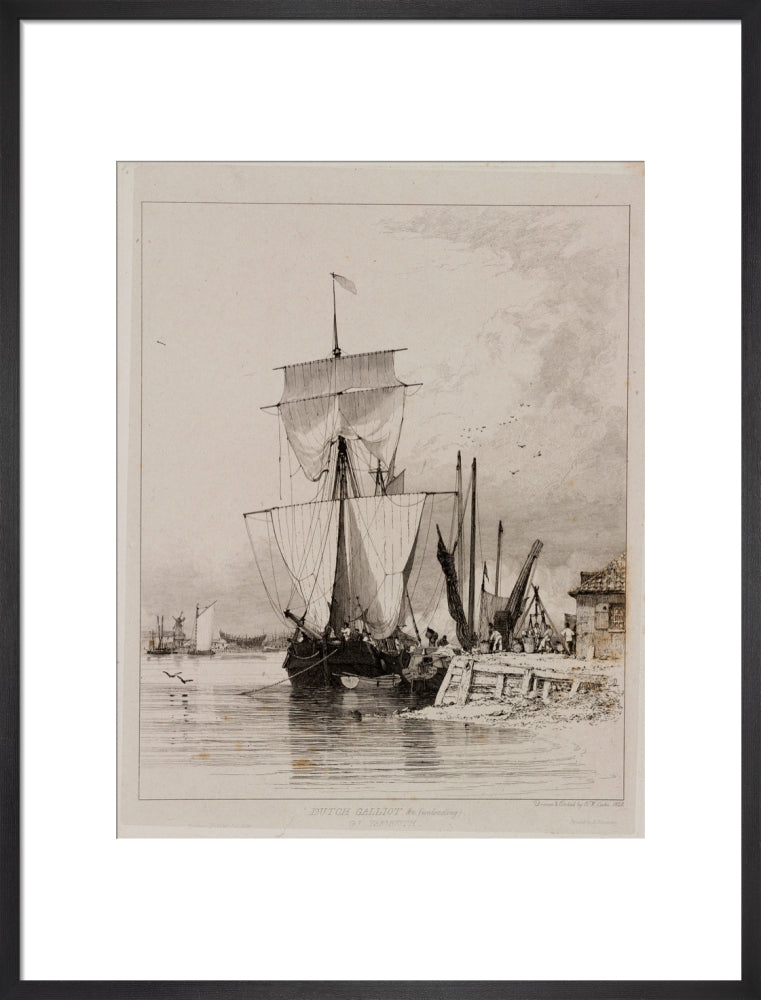 Dutch galliot unloading, Great Yarmouth, 1828. art print large black Art Print - Science Museum Shop