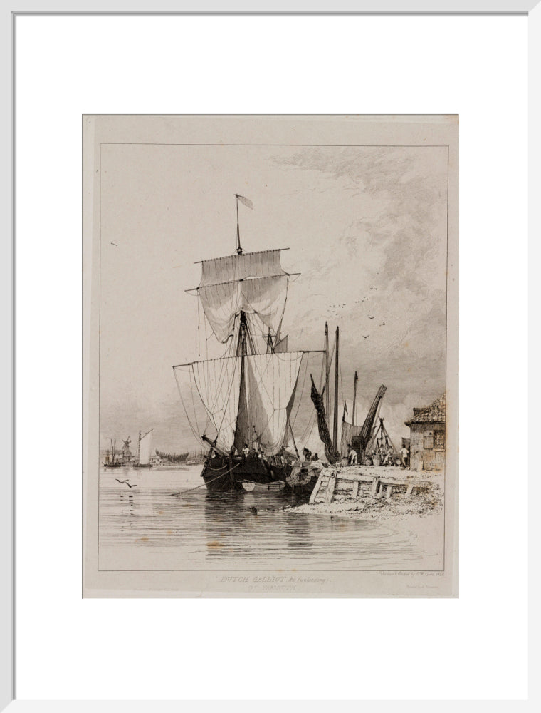Dutch galliot unloading, Great Yarmouth, 1828. art print large white Art Print - Science Museum Shop
