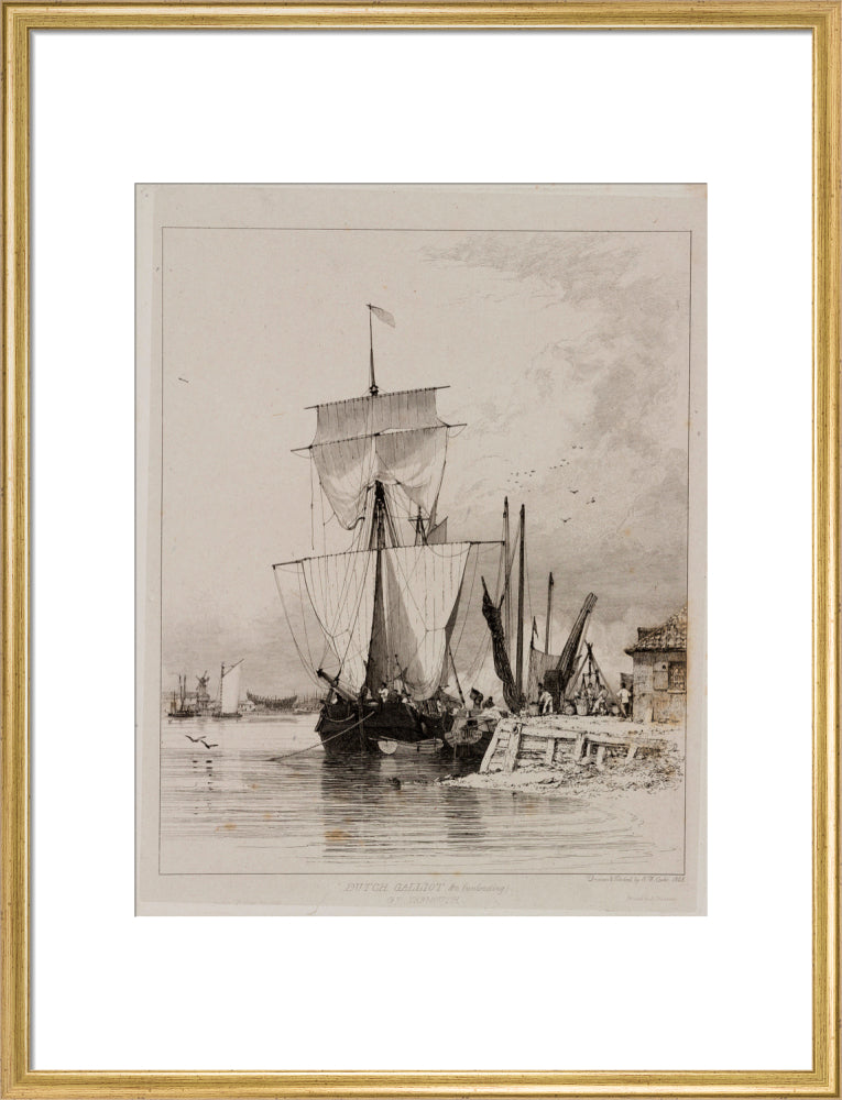Dutch galliot unloading, Great Yarmouth, 1828. art print large gold Art Print - Science Museum Shop