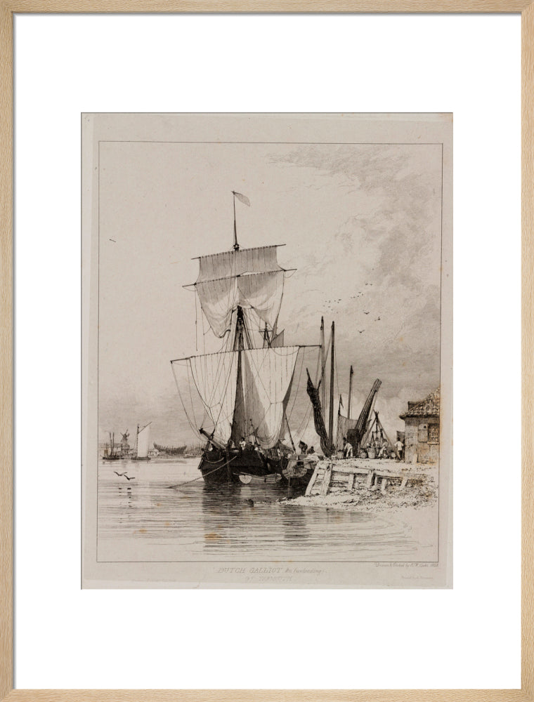 Dutch galliot unloading, Great Yarmouth, 1828. art print large natural Art Print - Science Museum Shop