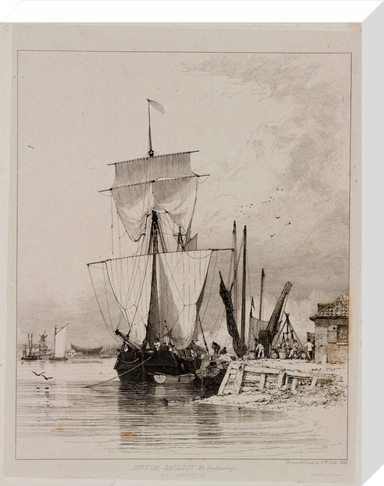 Dutch galliot unloading, Great Yarmouth, 1828. stretched canvas medium none Art Print - Science Museum Shop