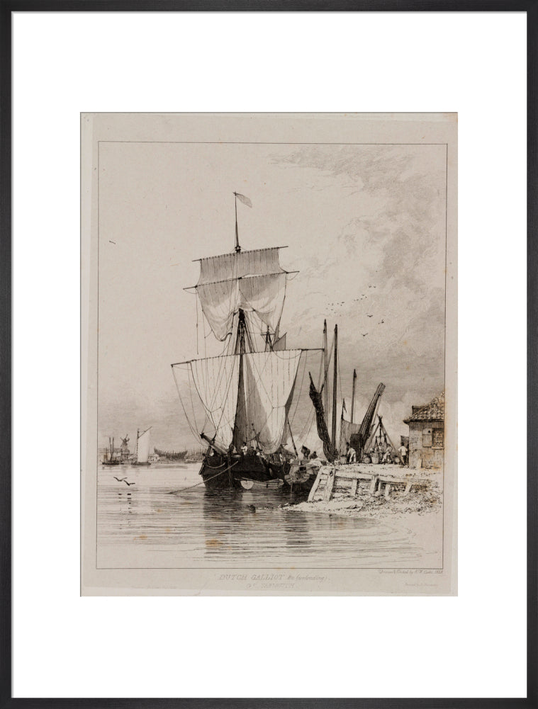 Dutch galliot unloading, Great Yarmouth, 1828. art print extra large black Art Print - Science Museum Shop