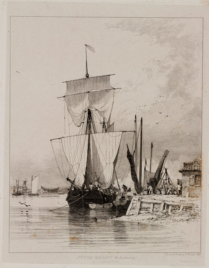 Dutch galliot unloading, Great Yarmouth, 1828. Art Print - Science Museum Shop