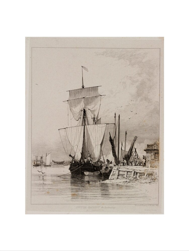 Dutch galliot unloading, Great Yarmouth, 1828. art print small none Art Print - Science Museum Shop