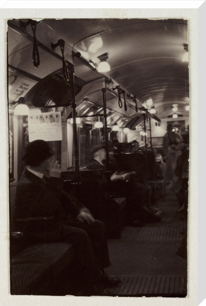 Interior of an underground train carriage, London, c 1930. stretched canvas extra large none Art Print - Science Museum Shop