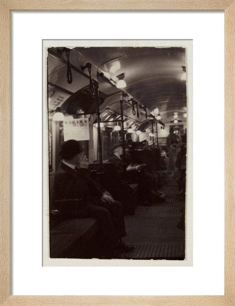 Interior of an underground train carriage, London, c 1930. art print small natural Art Print - Science Museum Shop