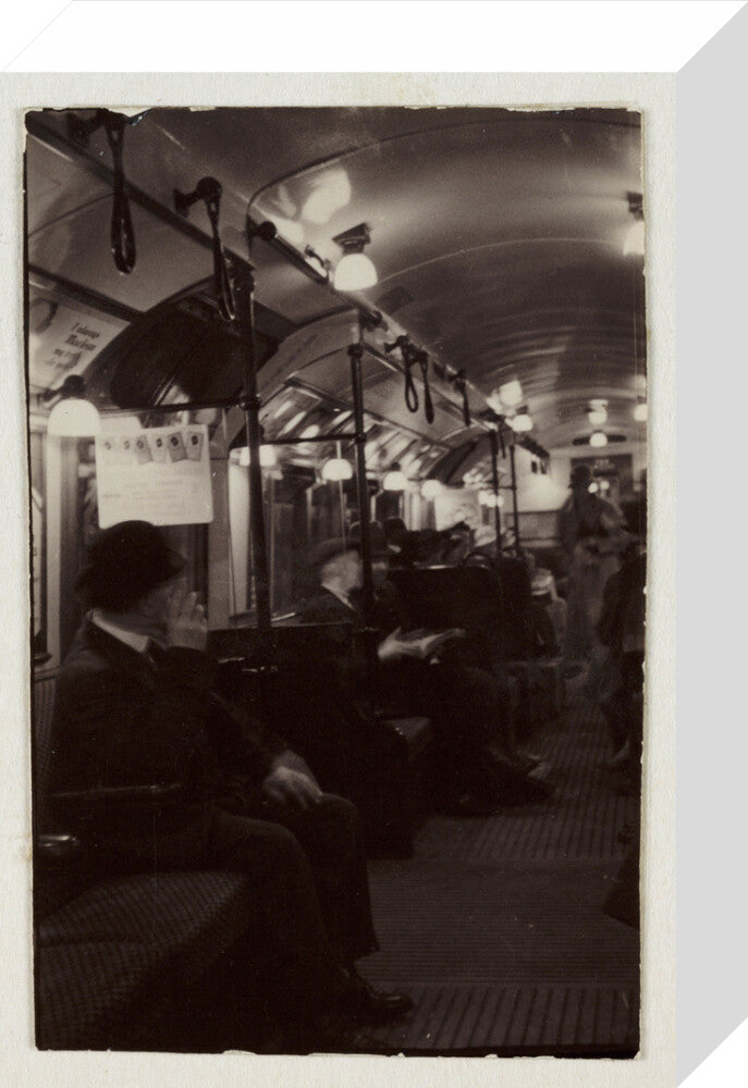 Interior of an underground train carriage, London, c 1930. stretched canvas small none Art Print - Science Museum Shop