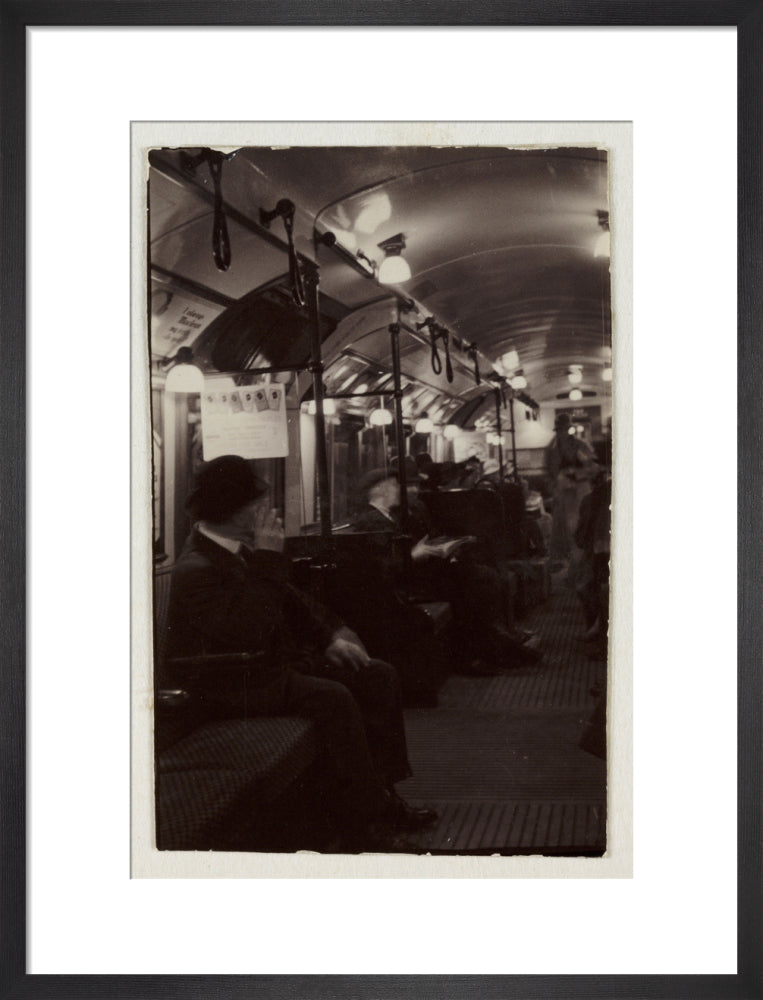 Interior of an underground train carriage, London, c 1930. art print medium black Art Print - Science Museum Shop
