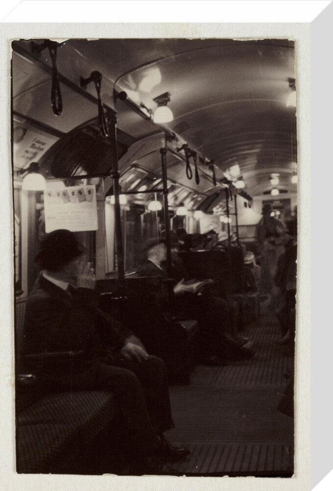 Interior of an underground train carriage, London, c 1930. stretched canvas medium none Art Print - Science Museum Shop