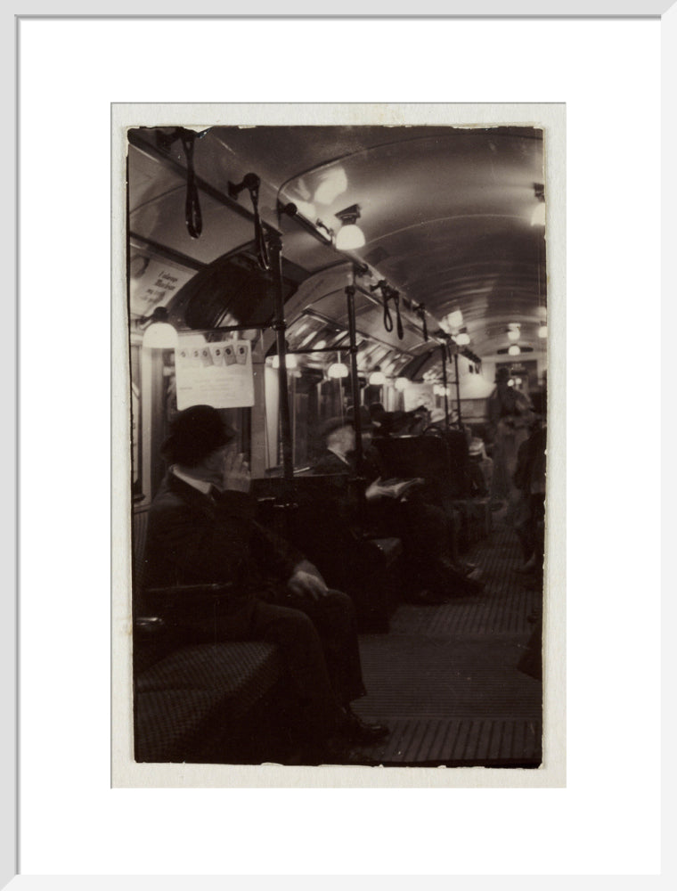 Interior of an underground train carriage, London, c 1930. art print large white Art Print - Science Museum Shop