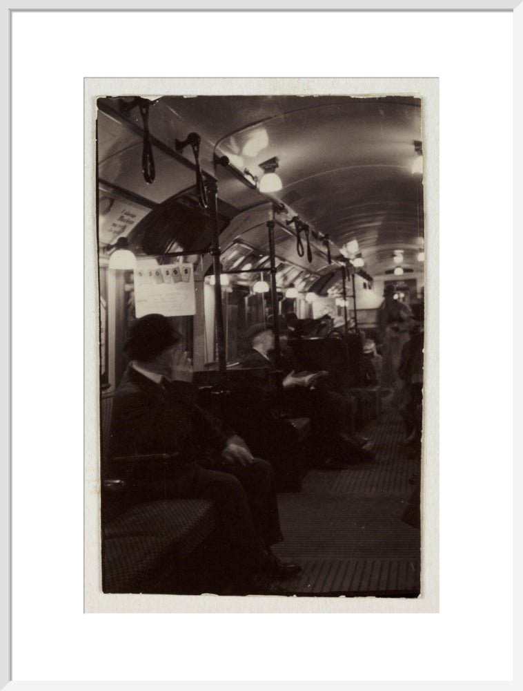 Interior of an underground train carriage, London, c 1930. art print extra large white Art Print - Science Museum Shop