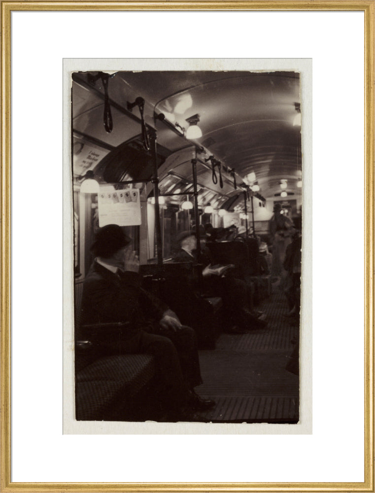 Interior of an underground train carriage, London, c 1930. art print extra large gold Art Print - Science Museum Shop