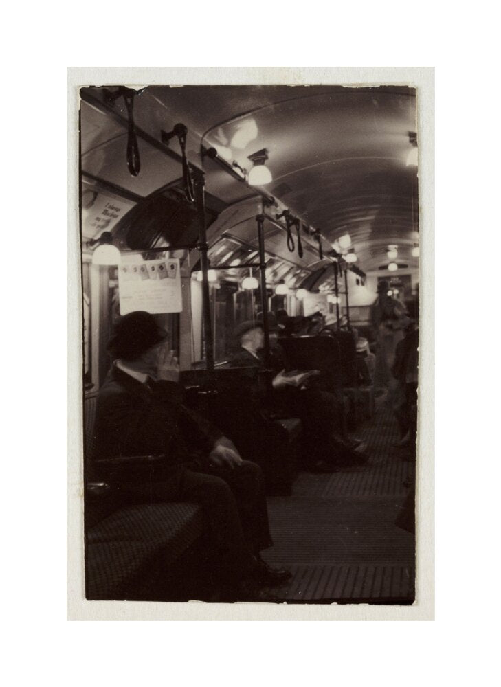 Interior of an underground train carriage, London, c 1930. unstretched canvas medium none Art Print - Science Museum Shop