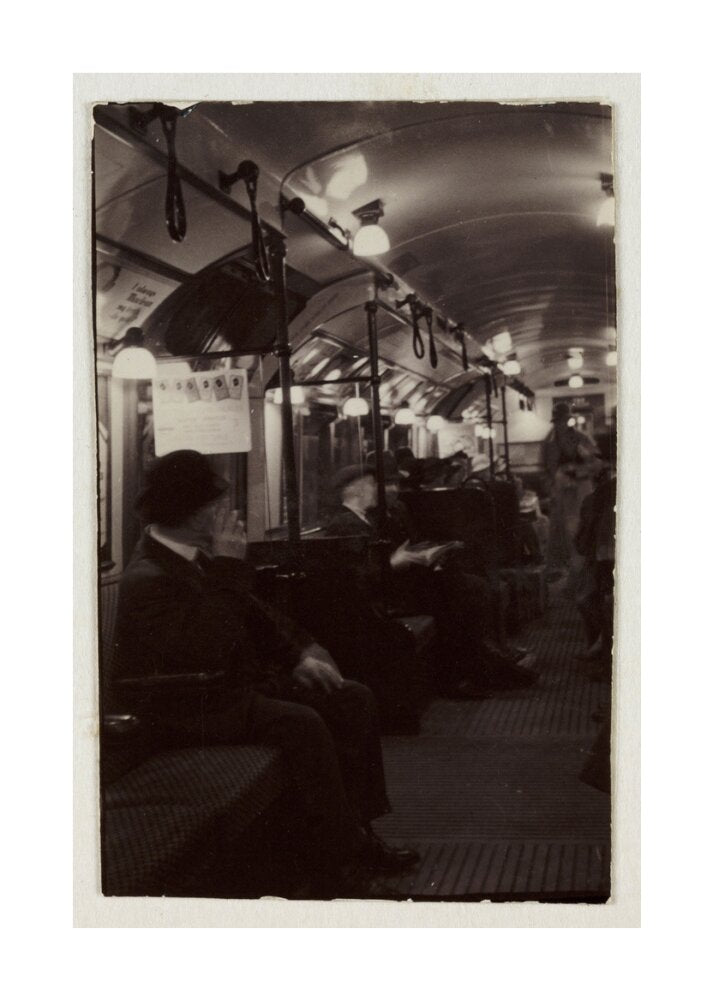 Interior of an underground train carriage, London, c 1930. unstretched canvas large none Art Print - Science Museum Shop